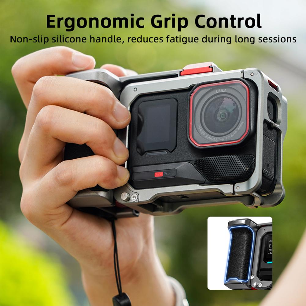 For Insta360 Ace Pro 2 Xplorer Grip Kit Street Photography Handle Grip Camera Metal Frame Case With Lens Cap Camera Accessories