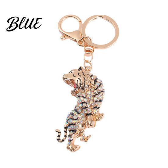 Multi-functional Keychain Pendant Sparkling Rhinestones Zodiac Tiger Shape Charm Key
