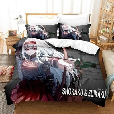 3D Kawaii Anime Zuikaku (Kancolle) Bedrucktes Bettwäscheset Bettbezug Kissenbezug Bettwäscheset Bettwäsche Laken Steppdecke Full Queen King Size