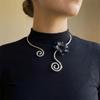 Spiral Iris Flower Necklace Multi Layered Zinc Zinc Alloy Neck Personalized Flower Collarbone Chain Women