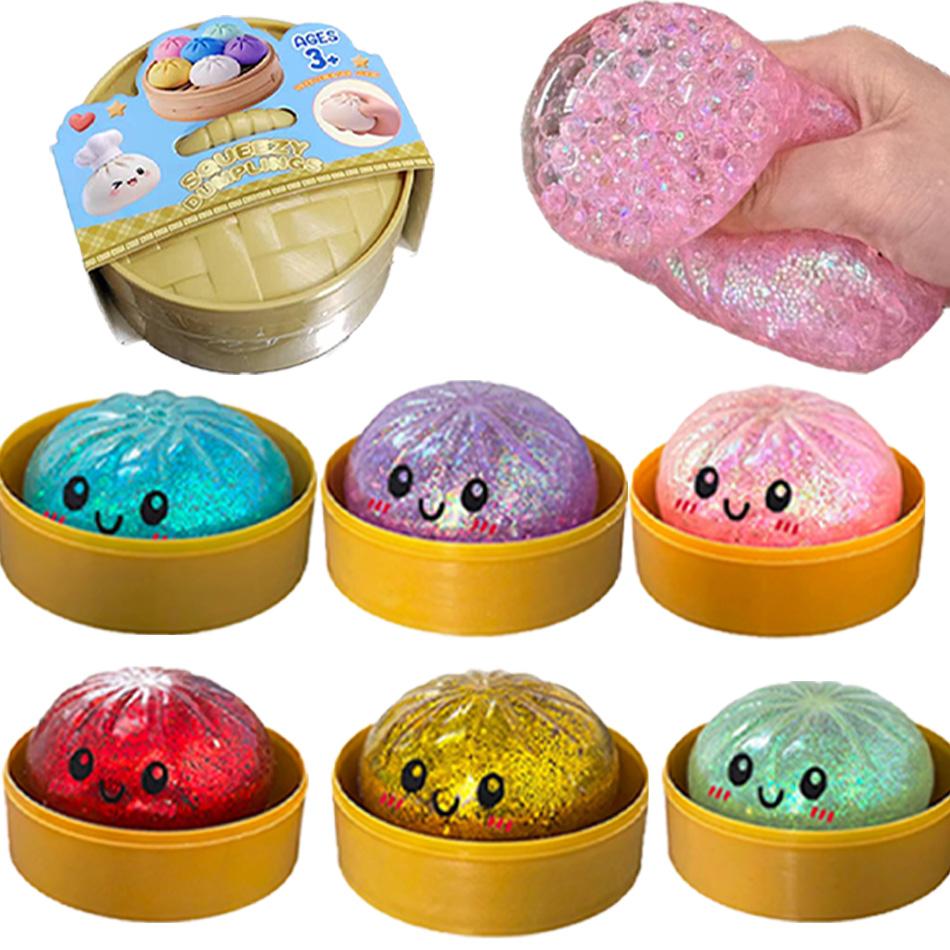 Nuovi 1-12 pezzi Glitter Dumpling Glitter Dumpling Squishy con Scatola Gnocchi Giocattolo Sensoriale da Spremere per il Sollievo dallo Stress