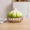 Stylish Iron Garlic Shape Storage Basket Space Saving Egg Storage Garlic Ginger Basket Ceramic Kitchen Shelf Kitchen