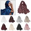 Ruffled Edge Sunscreen Shawl Solid Color Ramadan Long Scarf Fashion Chiffon Hijab Veil  Outdoor