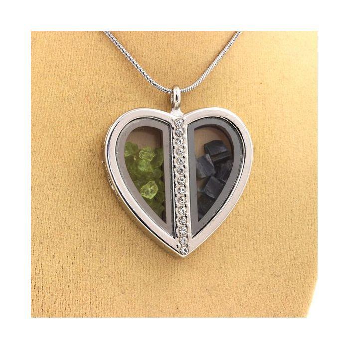 Stones and Minerals. Peridot + Raw Kyanite Necklace. Heart Model.