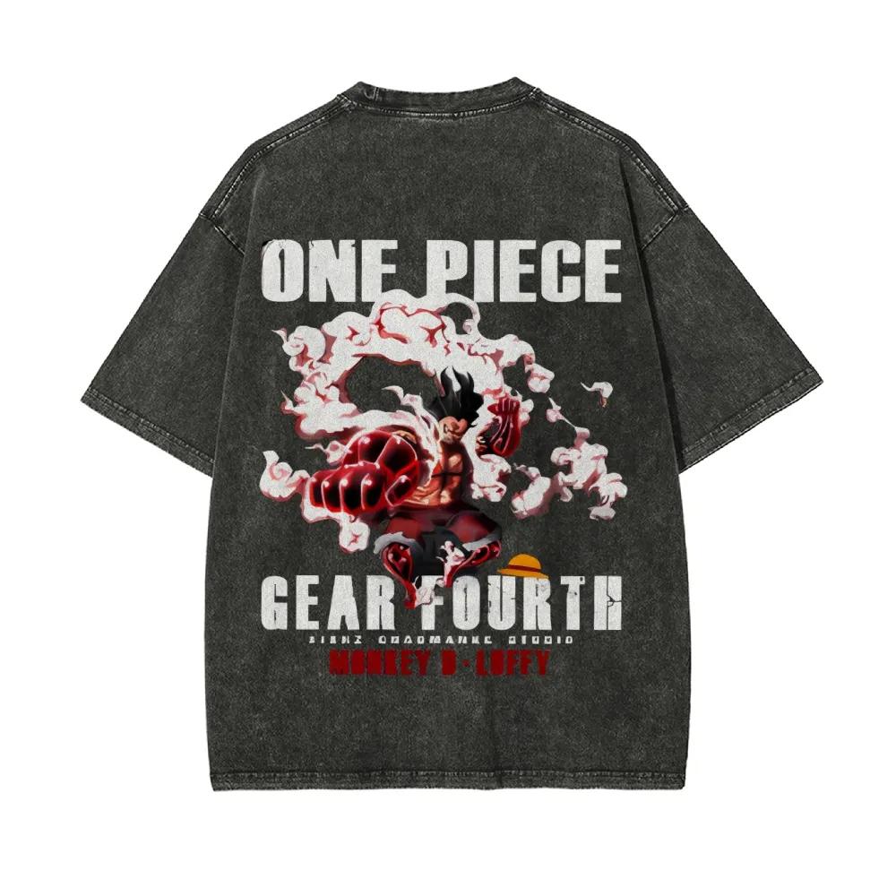 Anime One Piece washed Tshirt Summer New Roronoa Zoro large pattern unisex Harajuku Loose shortsleeved YK Harajuku shirt L