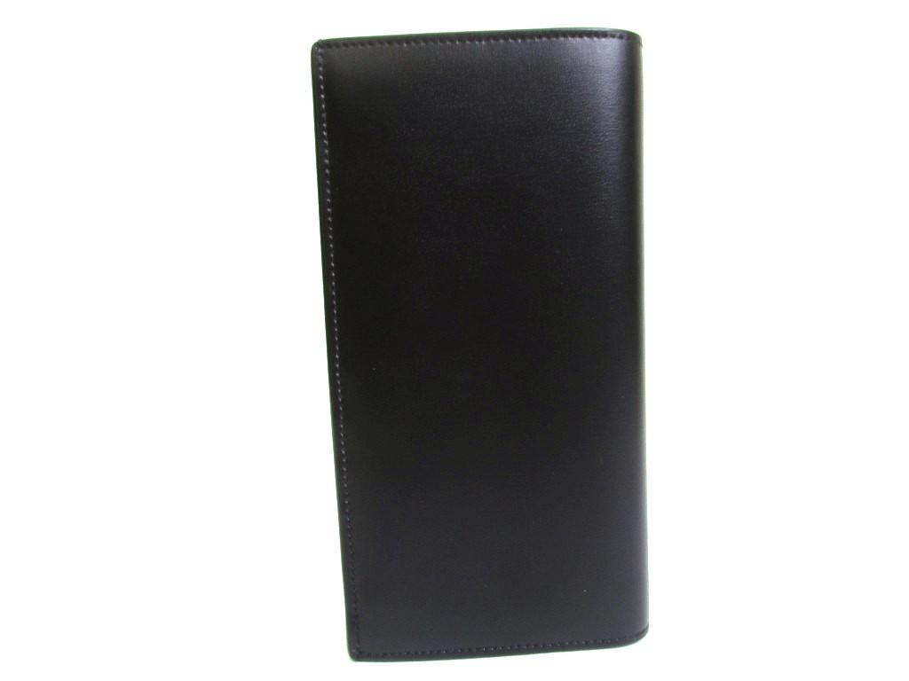 Authentic Saint Laurent Silver YSL Motif Black Leather Long Flap Wallet #a848  Open box