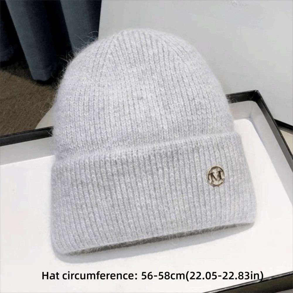 Fashion Women Winter Hat Thicken Winter Warm Plush Earmuff Knitted Hat Solid Color Windproof Ladies Pullover Hats