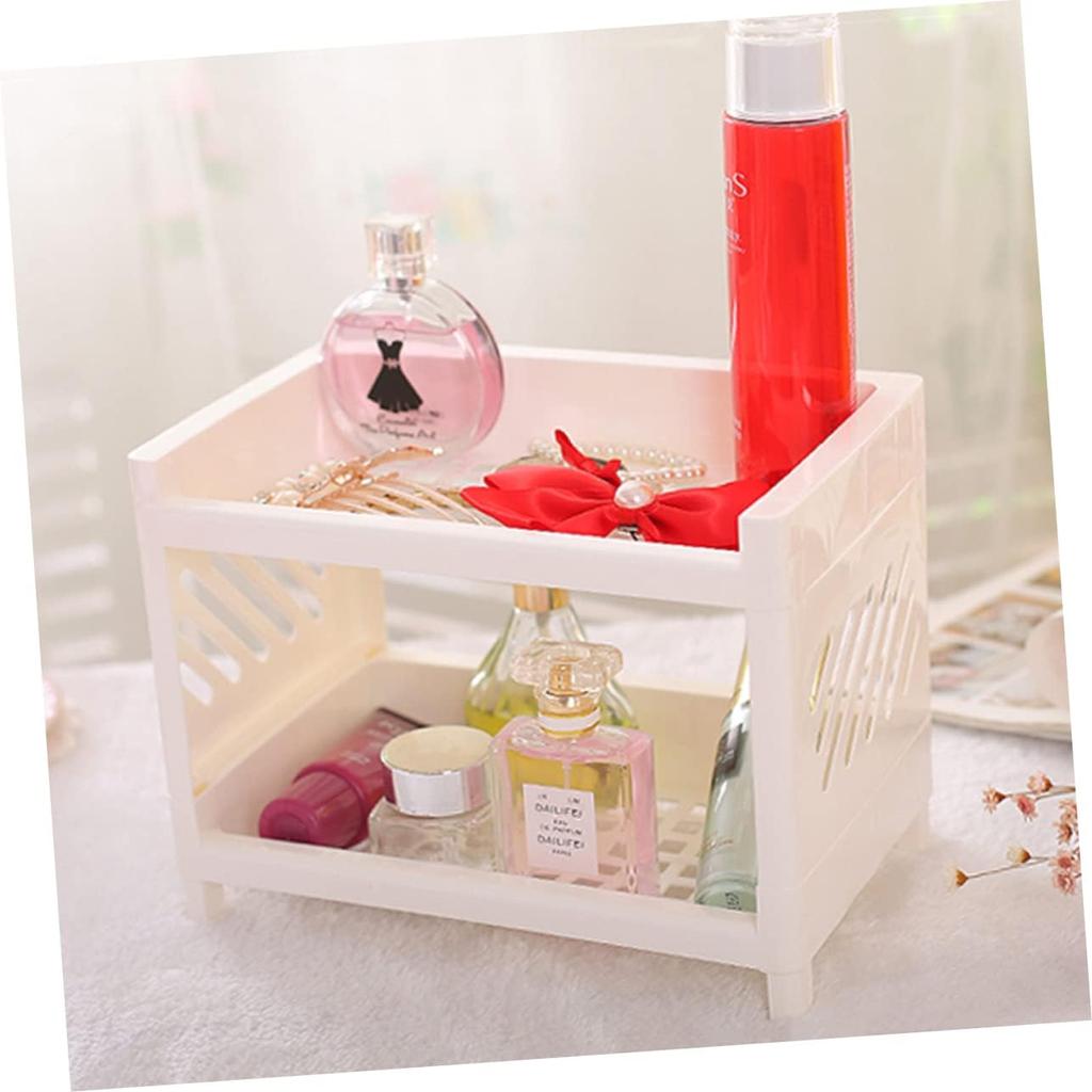 1 Stück Desktop Doppelschicht-Aufbewahrungsregal, Haushalt Schreibwaren Kosmetik Sonstiges Organizer, Heimzubehör, Küchenregal aus Kunststoff