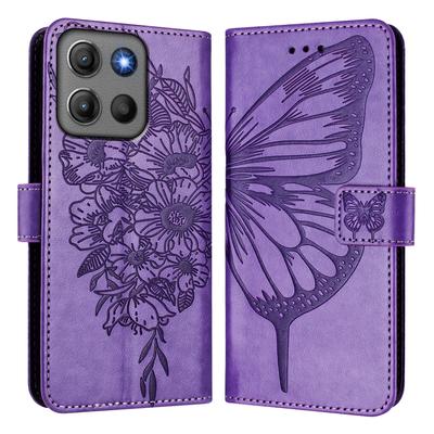Portemonnaie-Hülle für Moto G17 - Leder/PU, Lila, Mit Lanyard