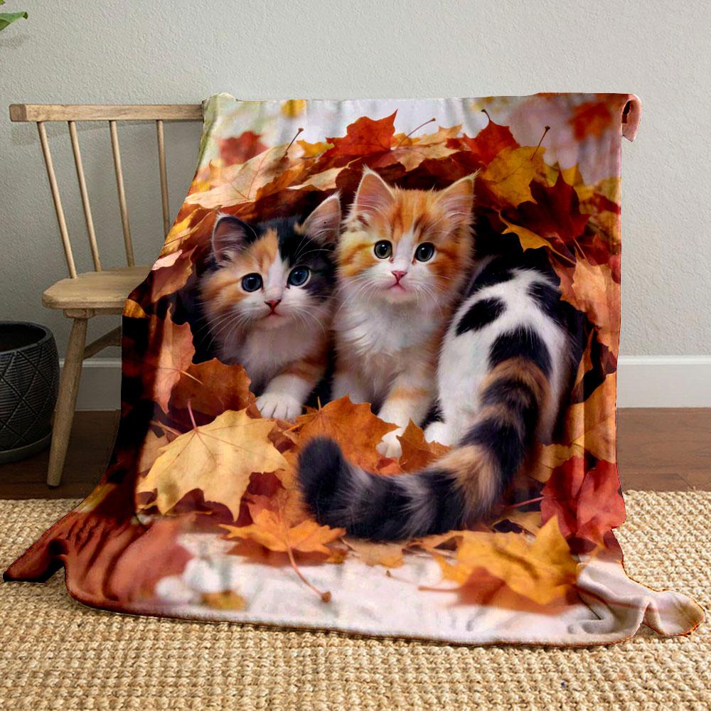

Two Adorable Cats Warm Printed Blanket Soft and Comfortable Home Travel Blanket Adult and Child Warm Blanket Luxury Gifts 75x90cm