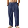Men S Loose Straight Leg Drawstring Casual Linen Blend Long Pants