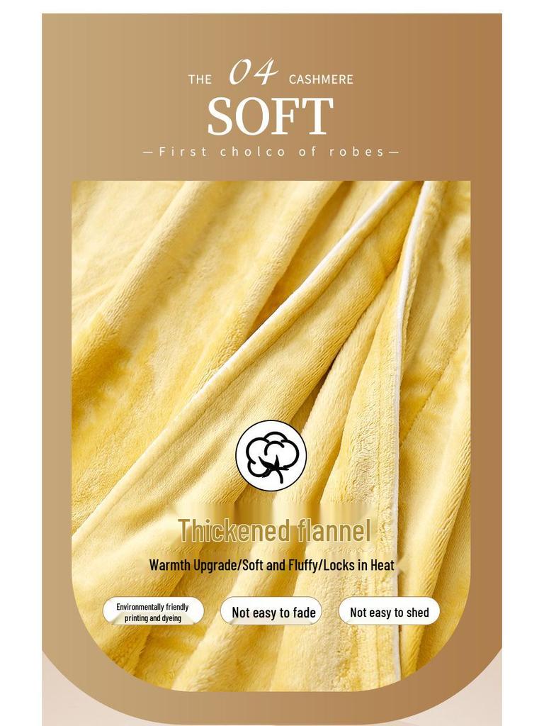 Extra-Long Coral Fleece Bathrobe for Men and Women - Winter Style Flannel Pajamas