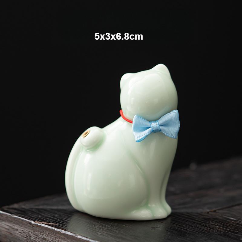 1PCS Cute Cat Ceramic Incense Burners Mini Incense Stick Holder Tea Pet Home Decoration with Mats Tea Ceremony For Buddhist Hall
