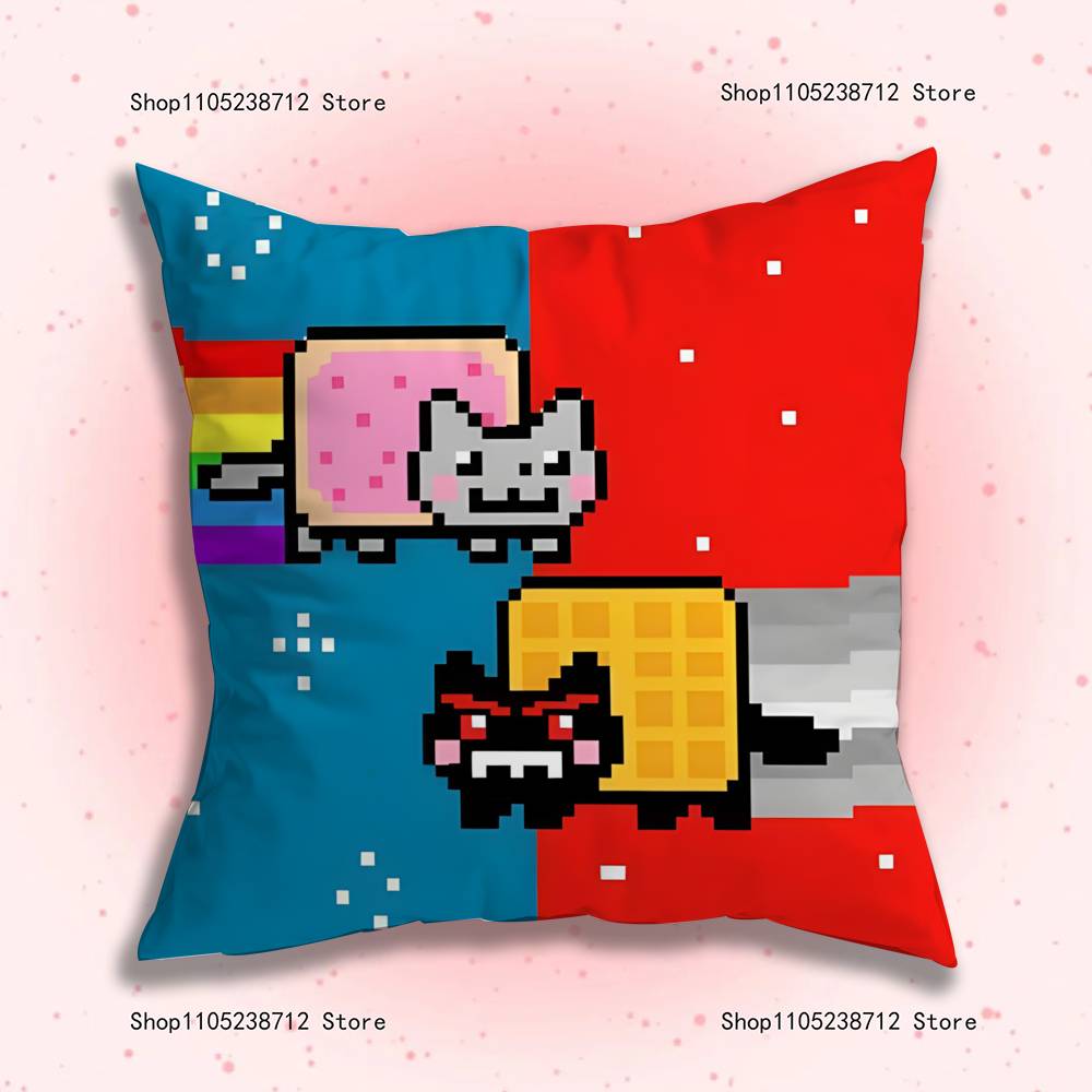N-Nyan Cat Pillowcase Pillowslip Cushion Plush Boys Girls Cartoon Anime Kawaii Decoration Kids Birthday Cute Gifts