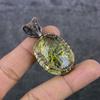 Golden Rutile Handmade Copper Wire Wrap Jewelry Pendant 2.05" M2o35