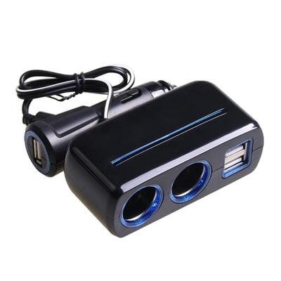 12V/24V Vehicles Lighter Socket Splitter Multiple Device Charging Car Accessory with 2 USB Interfaces Totally 3A Output