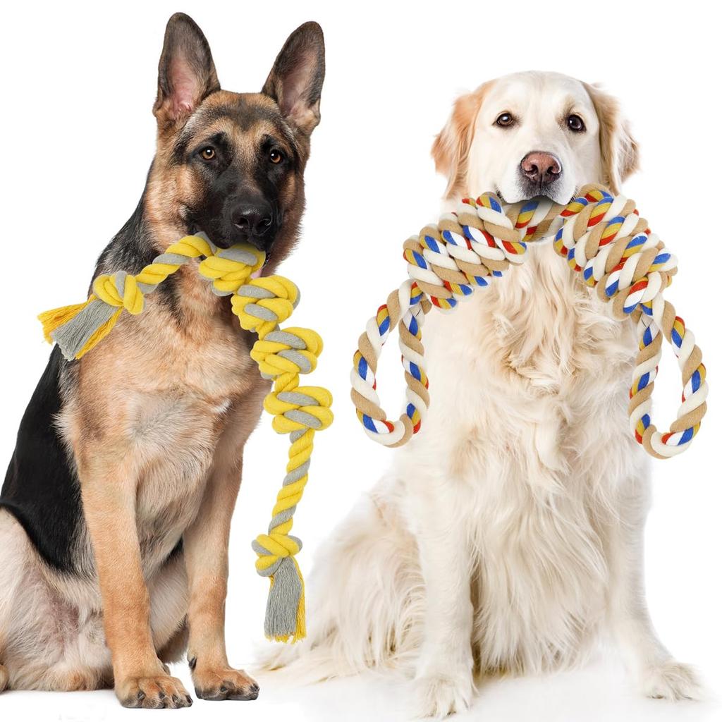 ETACCU Dog Rope Dog Set of Medium and Large Dog Dog Chewing Pet Stress Toothbrushing String String Dog Lack of Exercise Toy, Toy, Rope, 2, Dogs, 55cm,