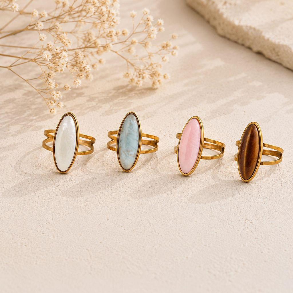 Elegant Light Luxury Stainless Steel Oval Ring - No Fading, European & American Style