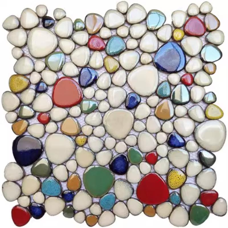 1 Stück 30x30cm Keramik Kiesel Mosaik Fliesen Spa Pools Fischteiche Badezimmer Anti-Rutsch Verschleißfest Boden Wand Dekor Fliesenblatt