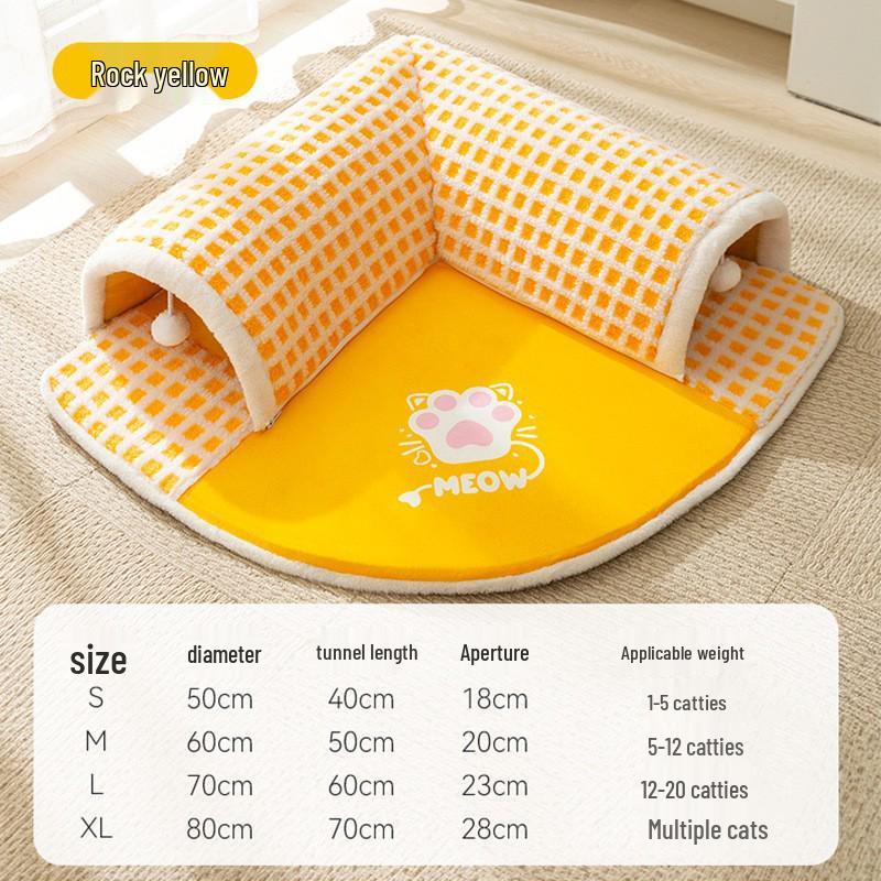 2025 Luxury All-in-One Cat Bed & Tunnel: Warm, Semi-Enclosed Nest for Play & Sleep