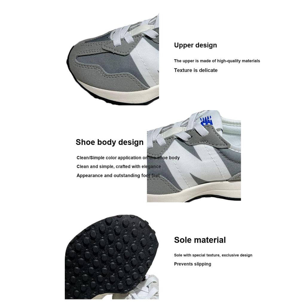 New Balance Nb 327 Comfortable Versatile Low-Top Kids Running Shoes Kids Running Shoes Gray White GS327LAB