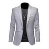 Herren-Blazer, hellgrau, einreihig, schmal geschnitten, mit einem Knopf