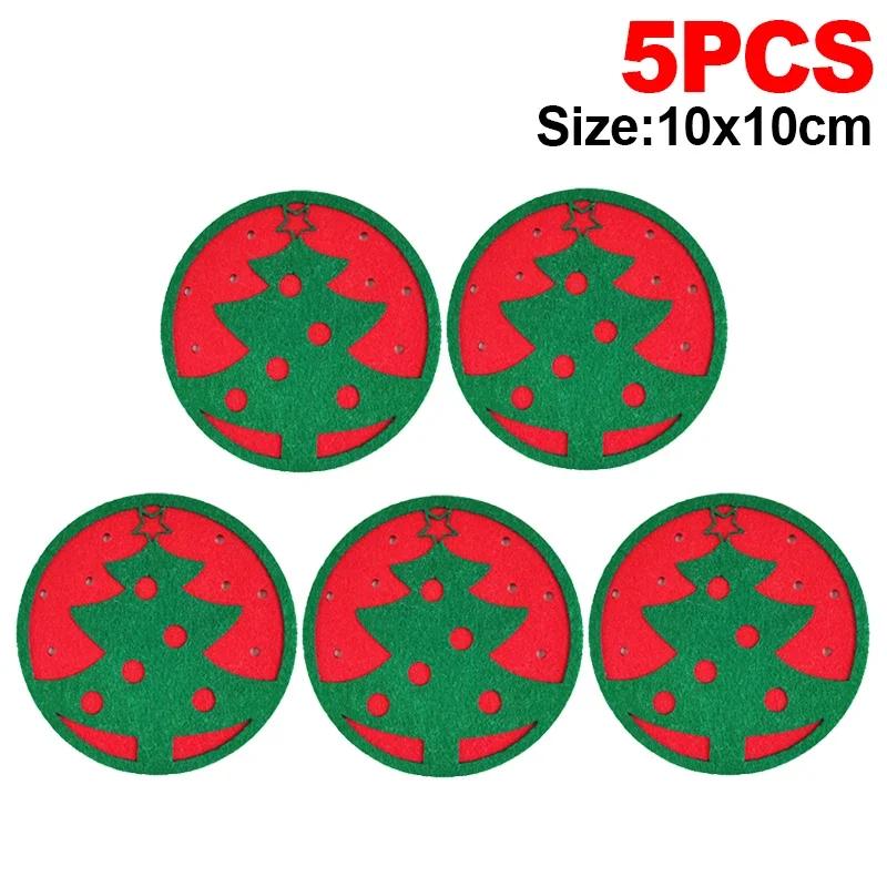1-10PCS Fun Christmas Coasters, Snowflake Shape and Christmas Tree Design, for Christmas Party Decorations Cup Coaster