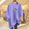 Women's Oversized Grey Cotton T-Shirt - Short Sleeve Summer 2025 Casual European Style