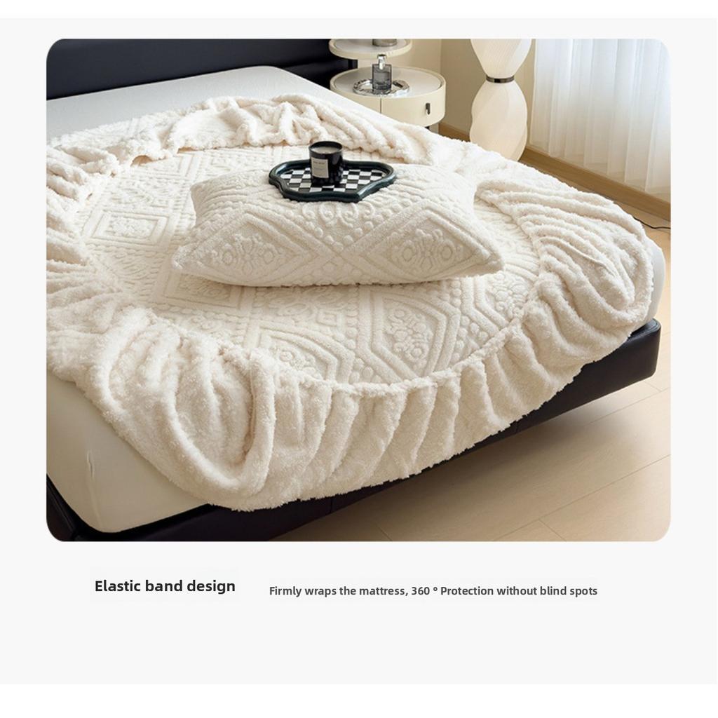 Carved Velvet Thick Winter Bed Sheet Jacquard Tafu Velvet Bed Cover Simmons Mattress Protective Cover