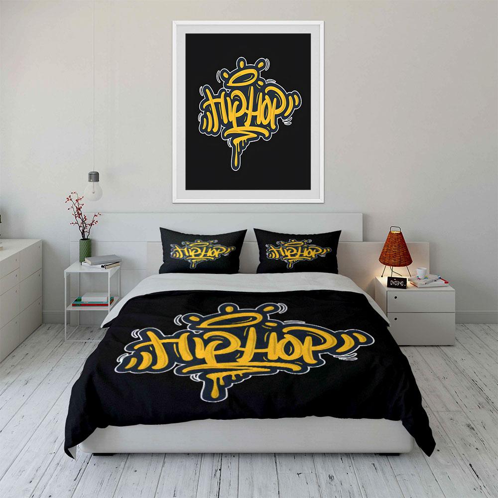 Hip-Hop Graffiti Style Set Multiple Sizes Kid'S And Adults' Bedroom Exquisite 3Pc Bedding Set, Gift