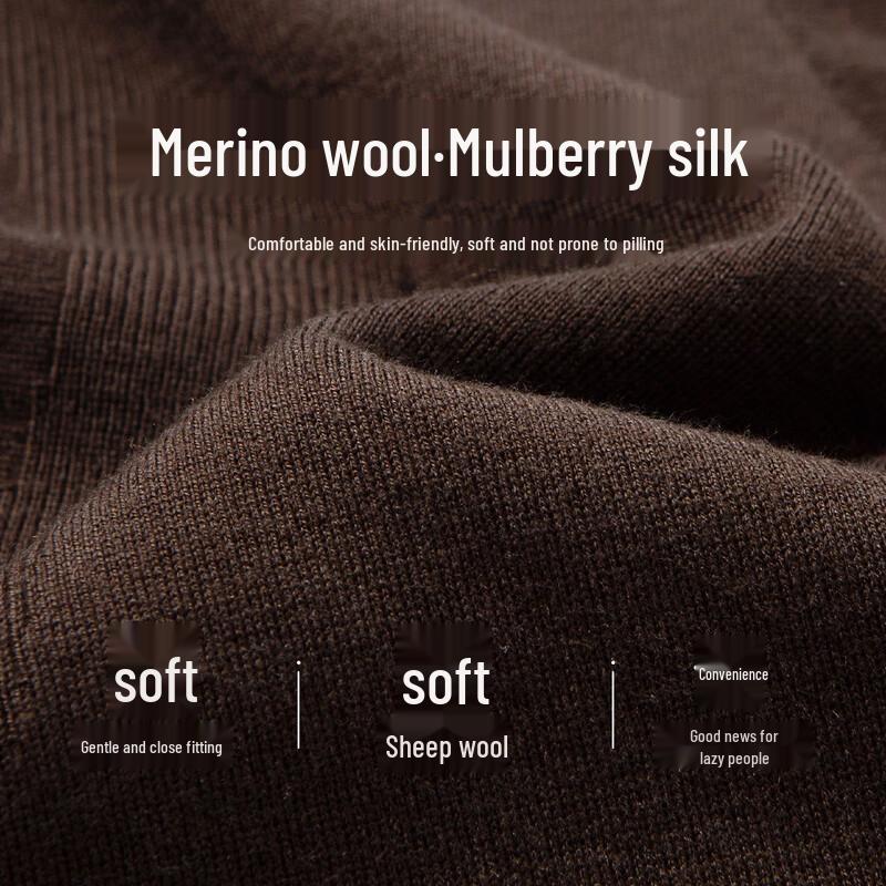 Hodo Men's Silk Wool Blend Jacquard Round Neck Sweater