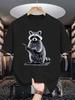 1228 Little Raccoon  Summer Short-sleeved Unisex T-Shirts, Fashionable and Trendy Printed  Bottoming Shirts, Male Teenagers' Spring and Summer Round N