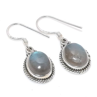 Natural Labradorite Gemstone 925 Solid Sterling Silver Gift Earring 1.25" U2k62