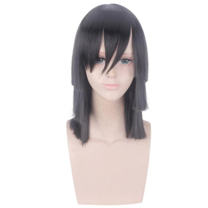 35CM Black Wig Cosplay Anime Demon Slayer Kimetsu No Yaiba Iguro Obanai Costume Men Women Heat Resistant Synthetic Hair Wigs