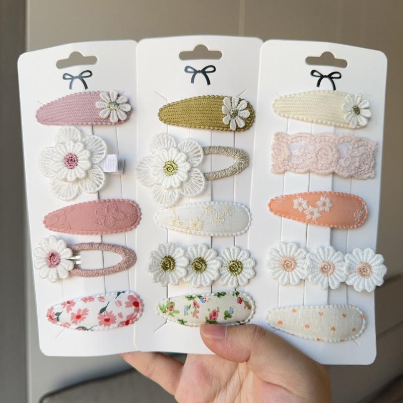 5pcs Clips Set for Kids Girl Hair Accessories Sweet Printe Hairbangs Hairclip Girls Barrette Ins Style Daisy Hairpin