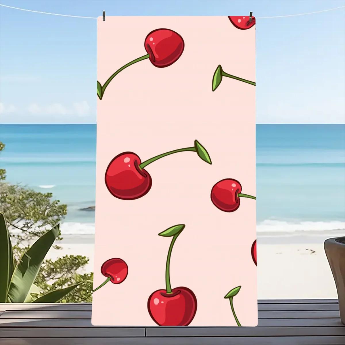 

Beach towel cherry pattern sunscreen and windproof suitable for beach pool camping travel beach blanket W30*H60(CM)