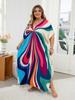 EDOLYNSA Colorful Women House Dress Loose Vacation Party Long Dress Kaftan Lounge Wear Flattering Bathrobe Boho Outfit Homewear Q1546