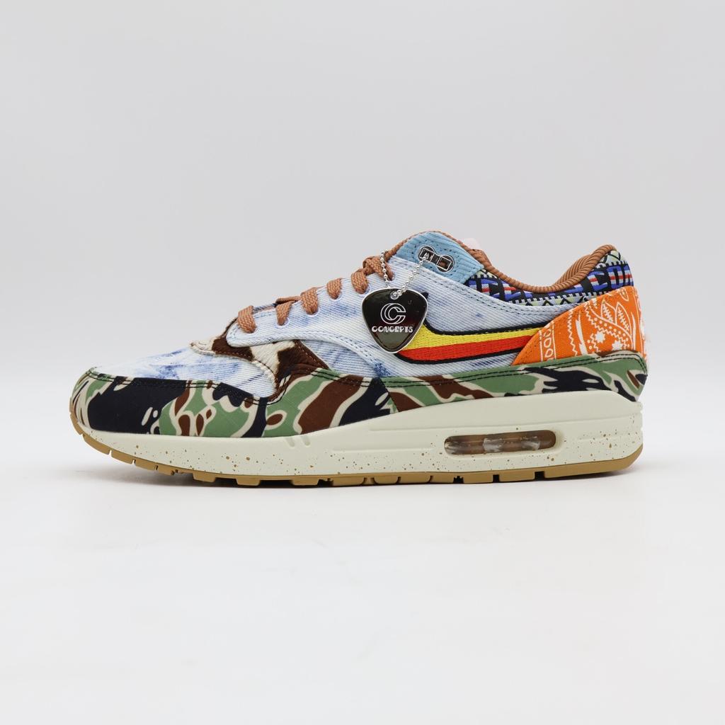 DN1803-900 Conceptos Nike Air Max 1 Sail Pesado Negro Denim Desgastado Azul Camuflaje (de los hombres)