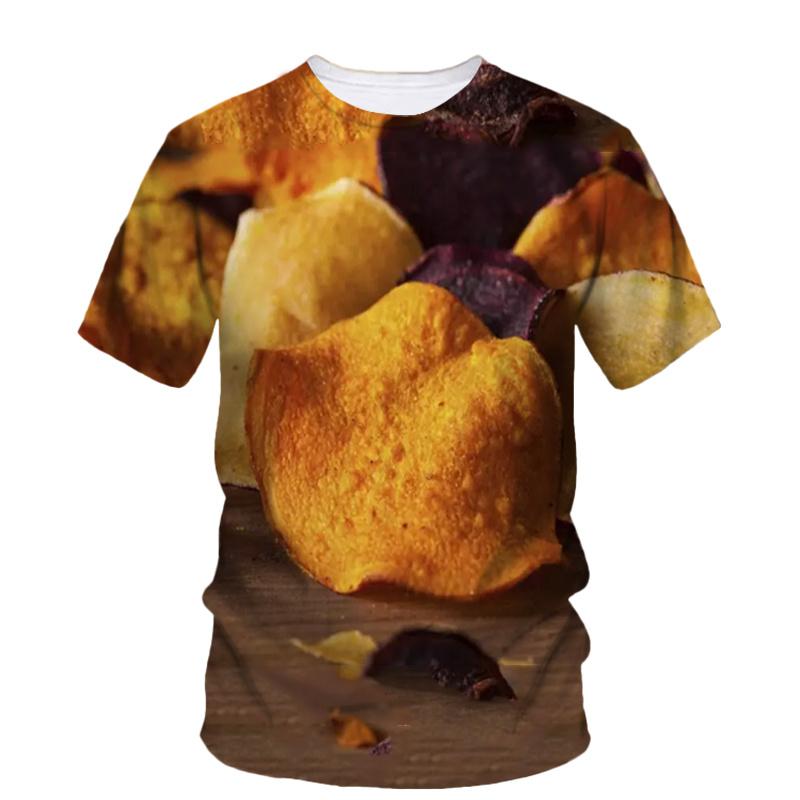 Creative Potato Chip 3d Printed T-shirt Summer Men's Short Sleeve Fashion Popcorn Noodles Graphic