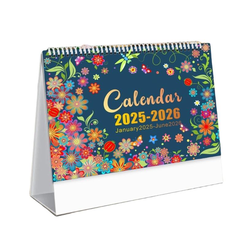 

2025-2026 Calendar Twin-Coil Binding Tabletop Calendar Runs from January 2025 to June 2026 Office Desk Calendar Planner