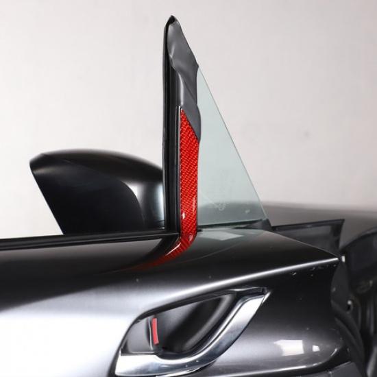 Red Carbon Fiber Front Triangular Window Sticker For Mazda MX-5 Miata 2016-23