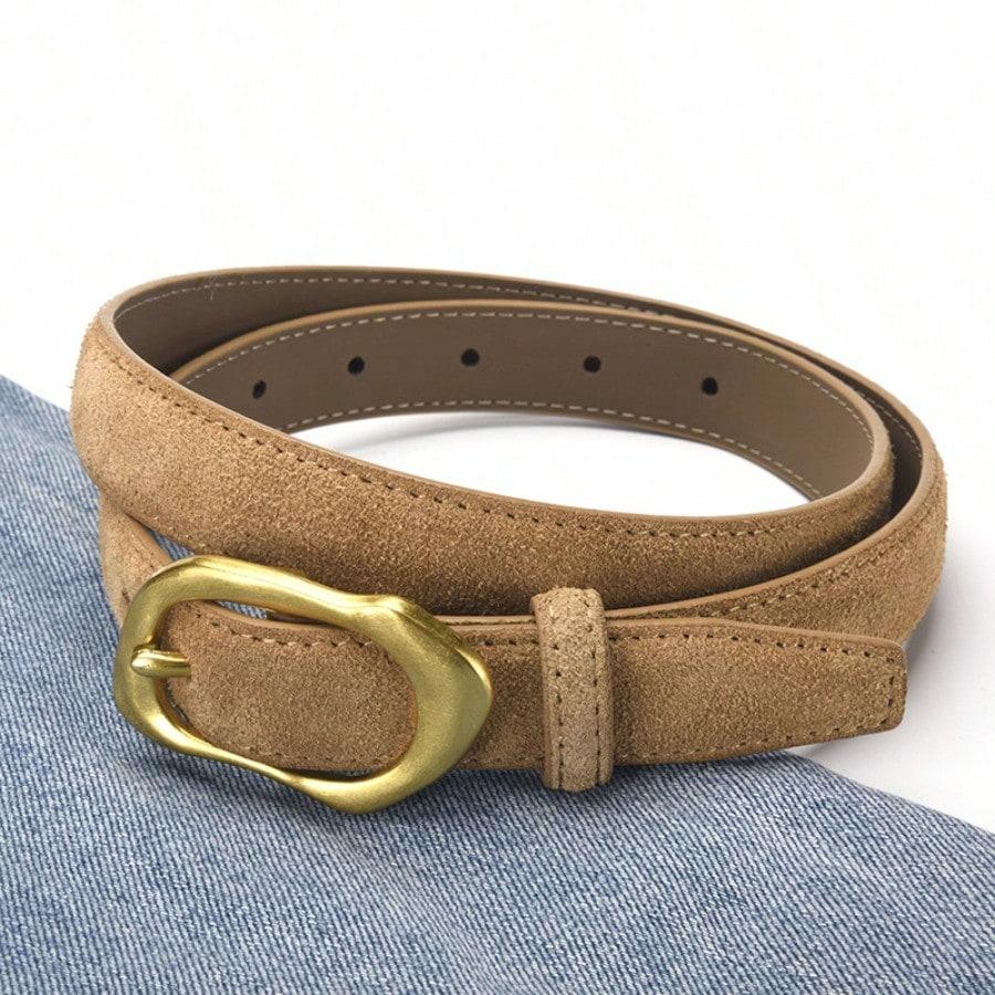 Suede Women's Belt Design, Leather Belt, High-end Feel, Paired with Jeans Belt, Autumn and Winter Anti Velvet Pants Belt