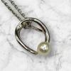 Used TASAKI pearl necklace silver color oval design