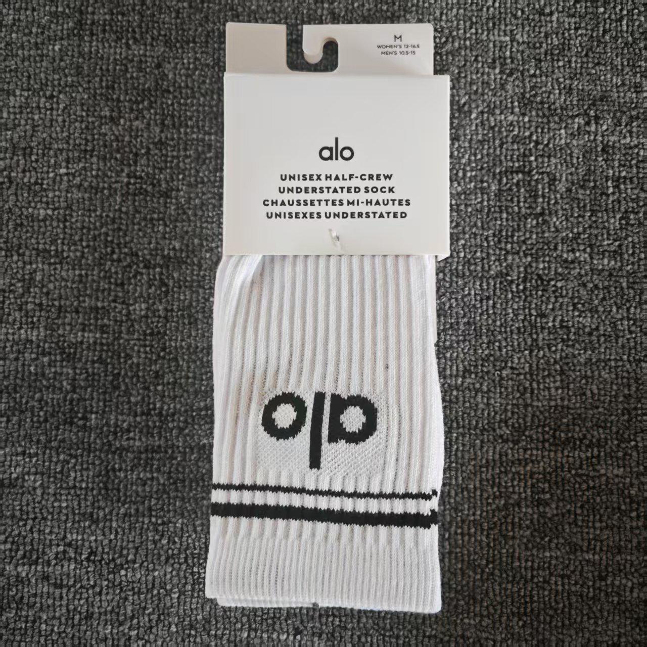 

Four Seasons Cotton Sports Socks with Two Stripes - Unisex Mid-Calf Yoga Socks with Versatile Letter Design. One Size