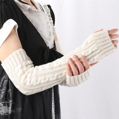 Winter Damen Fäustlinge Gestrickte Armstulpen Lange Fingerlose Handschuhe Handgelenk Ellbogen Übersleeves für Mädchen Kleidung Punk Gothic Fäustlinge