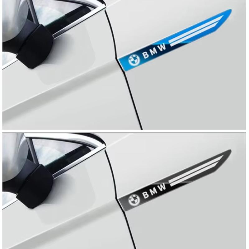KSMH6 Car Sticker 2PCS Weatherproof Stainless Steel Side Wing Fender Badge Emblem UV-Proof Anti-Fade Anti-Rust Body Decal For BMW F34
