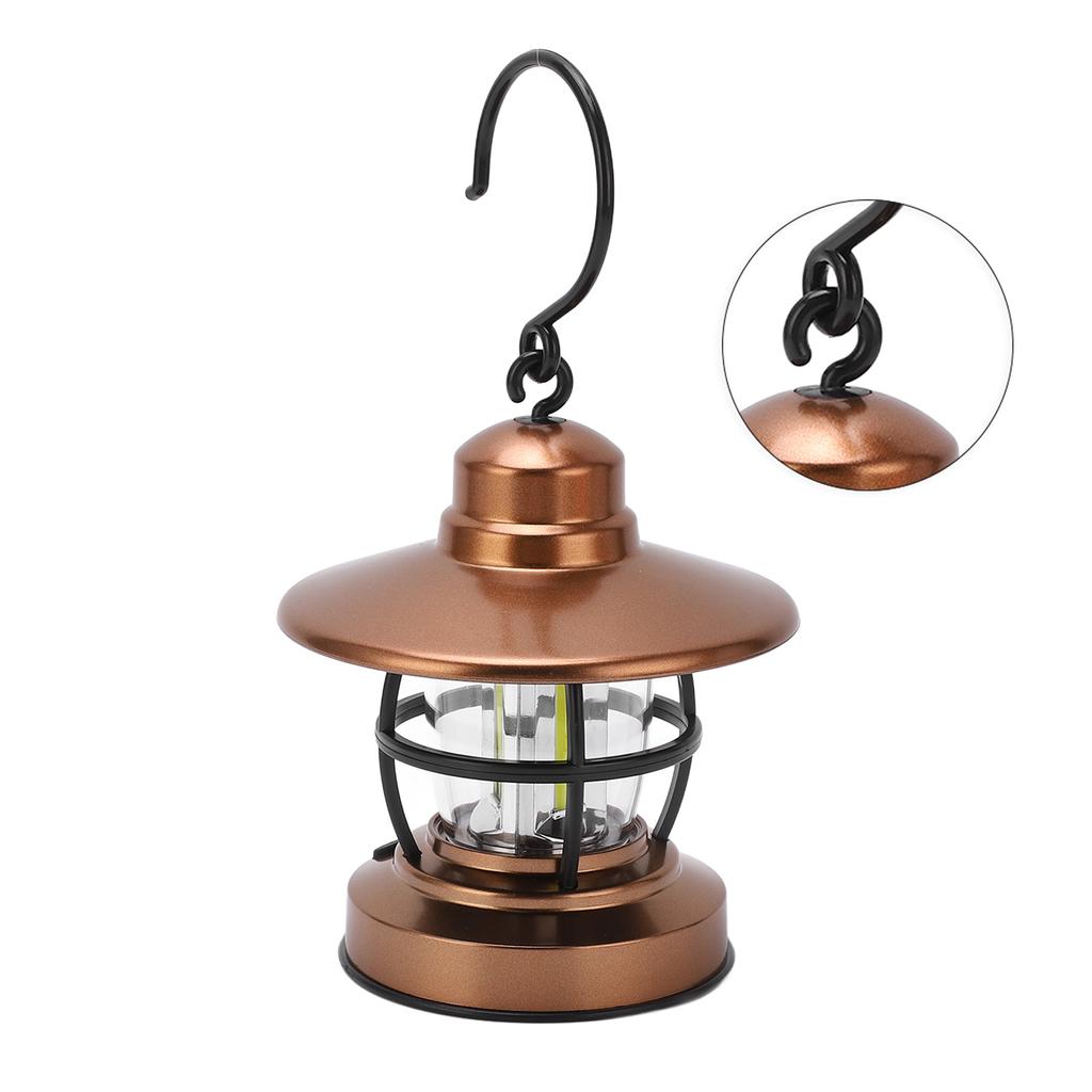 Hanging Lantern Camping Vintage Hook Design One Button Switch 3 COB Battery Powered Garden Hanging