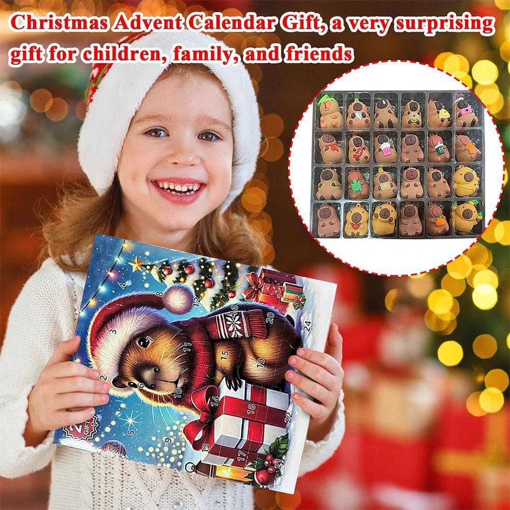 Capibala Cute Christmas Advent Calendar 24 Days Blind Box Countdown Halloween Gift for Children Home Decor Pendant