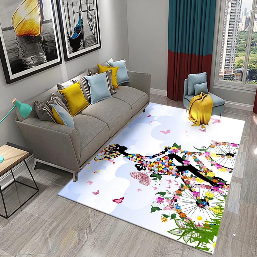 3D Vintage Flower Bicycle Carpet for Bedroom Entrance Decor Door Mat Bathroom Hallway Non-Slip Rug Decor Kitchen Living Room Mat