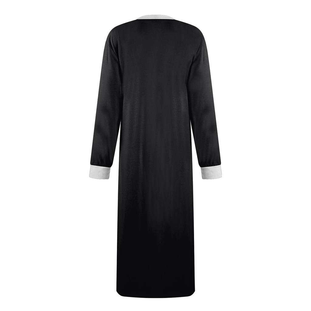 Women's Nightgown Long Housecoat V Neck Pajama Dress With Pockets